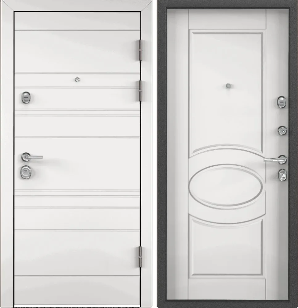 Фото Дверь Цербер 3К Чёрная Горизонт Белый Сменная панель DIS006470